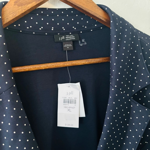 NEW J. Jill Women’s Wearever Soft Blazer Polka Dot Navy Blue Size XL NWT - Picture 4 of 7